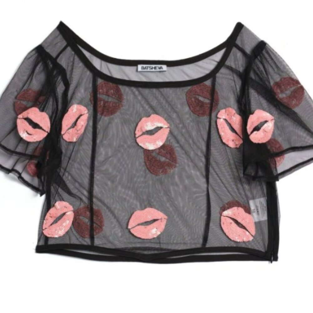 BATSHEVA shirt sleeve dirndl top in black